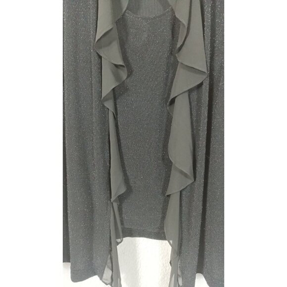 Xscape Womens Black Ruffle Open Front Jacket And Tank Top 2 Piece Set Size 1X - Picture 8 of 9